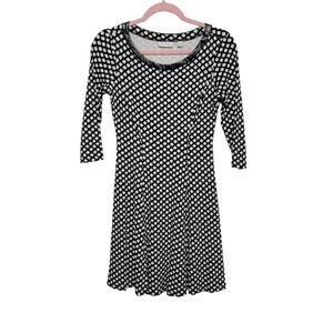 New York and Company Fit and Flare Leatherette Scoop Neck Dress